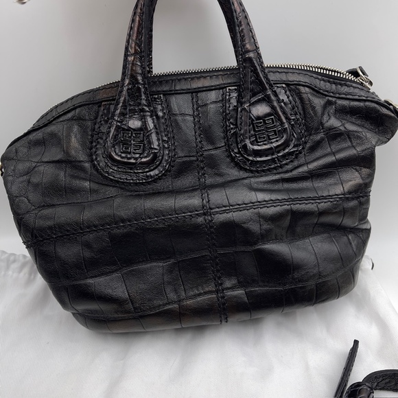 GIVENCHY Nightingale Calfskin Leather handbag Zipper bag Strap black brown HTF - Picture 2 of 12